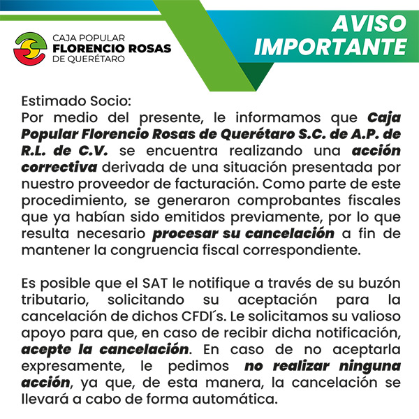 AVISO IMPORTANTE